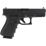 Take aim with the GLOCK 19 - G19 Gen3 Compact 9mm Luger Centerfire Pistol. This double action firearm with a 10-round capacity boasts a polymer frame and a steel slide. The design is complemented with a polymer grip, a 4.02-inch barrel and fixed sights. Features and Benefits 9mm Luger caliber Double action with a 10+1-round capacity Polymer frame Steel slide 4.02-inch barrel Polymer grip Fixed sights CA compliant