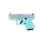 Glock 26 9mm Pistol, 3.43 Barrel, Fixed Sights, Robins Egg Blue, Silver