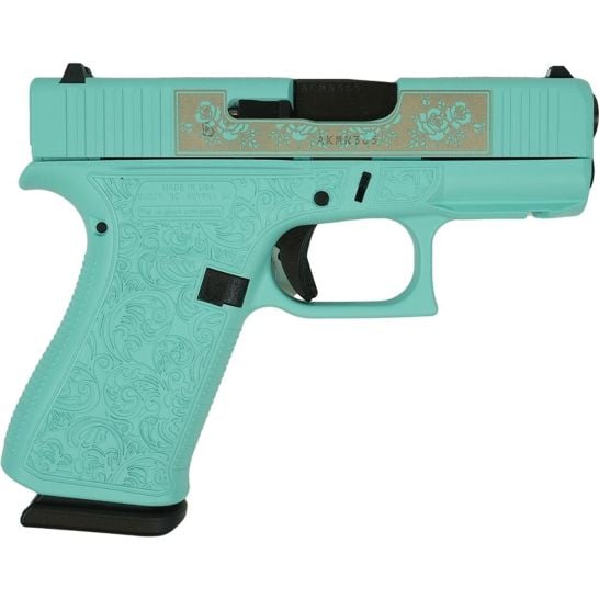 GLUX4350201FRGRP_1 Glock G43X Glock & Roses Subcompact 9mm 3.41" 10rds, Robin's Egg Blue