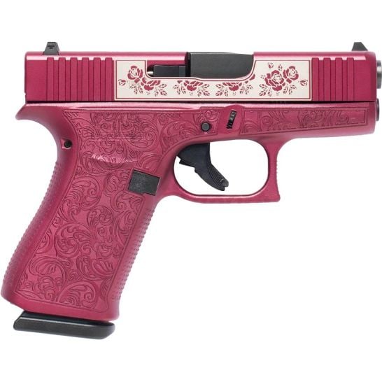 pink_glock Glock G43X Full Engraved Paisley Subcompact 9mm 3.41" 10rds, Black Cherry